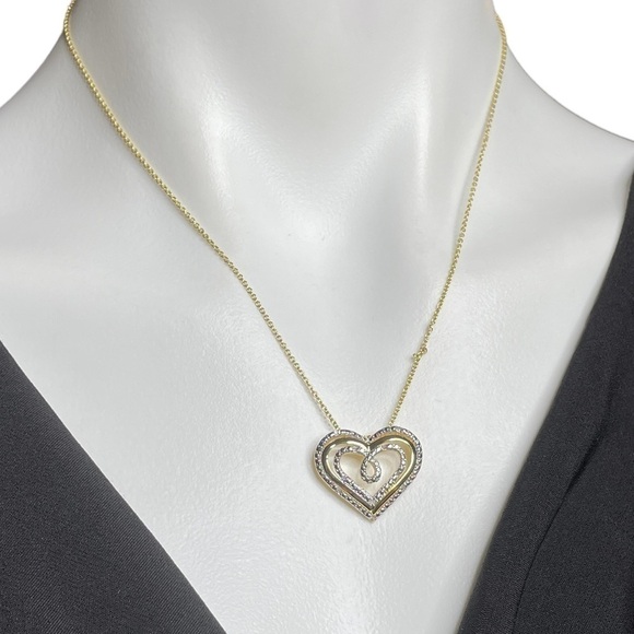 Diamond chip two tone triple heart necklace - Picture 1 of 5
